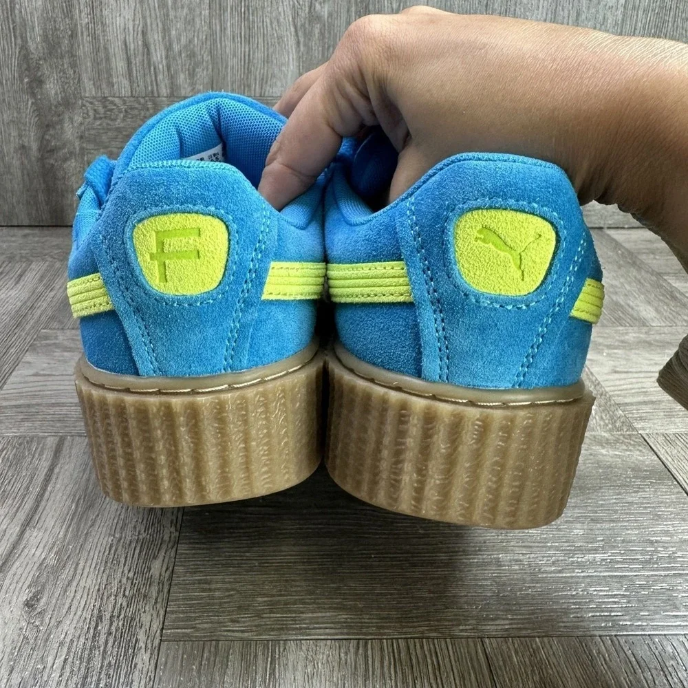 Puma Fenty Creeper Phatty Kids 4.5 Blue Suede Platform‎ Lime NEW